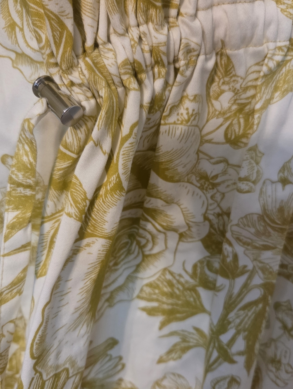 Carla Rockmore Womens Yellow Floral Cinch Waist Preppy Coastal Shirt Sz XL - Picture 5 of 8